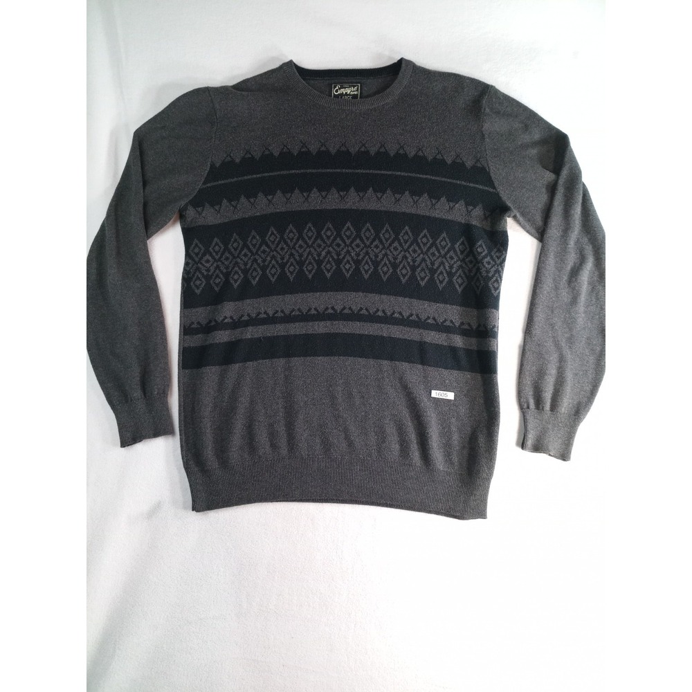 Empyre Sweater Mens Large Gray Black Geometric Crewneck Pullover Skate